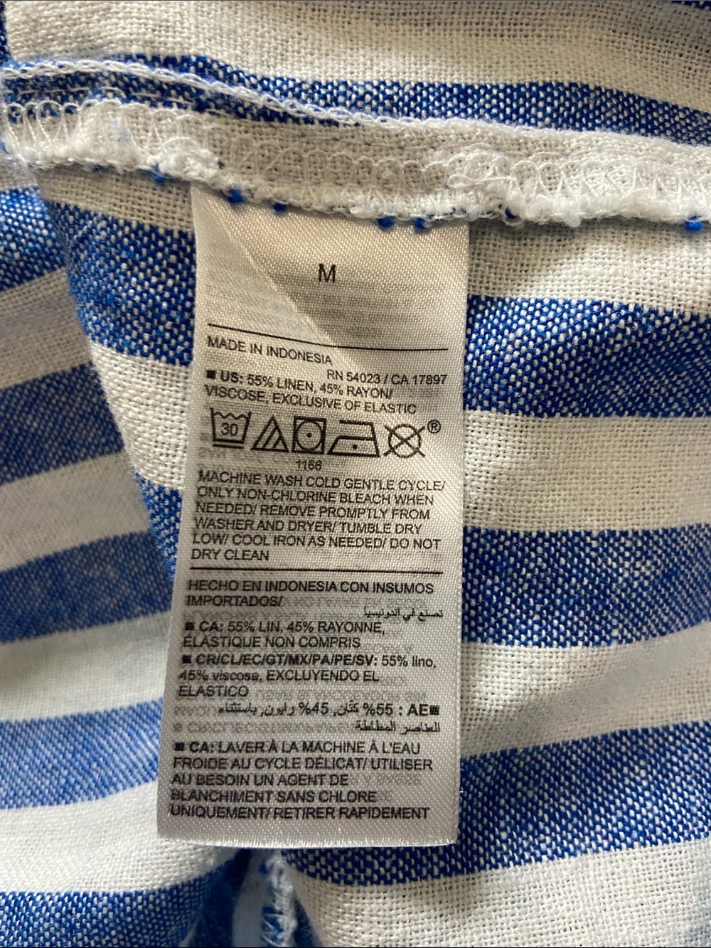 Old Navy Blue & White Striped linen blend Midi Dress Sz M - Picture 7 of 7